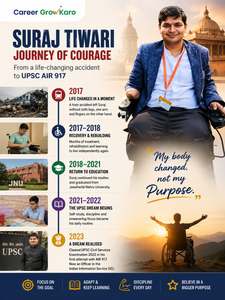 Suraj Tiwari UPSC success story - Suraj Tiwari journey from 2017 train accident to UPSC AIR 917