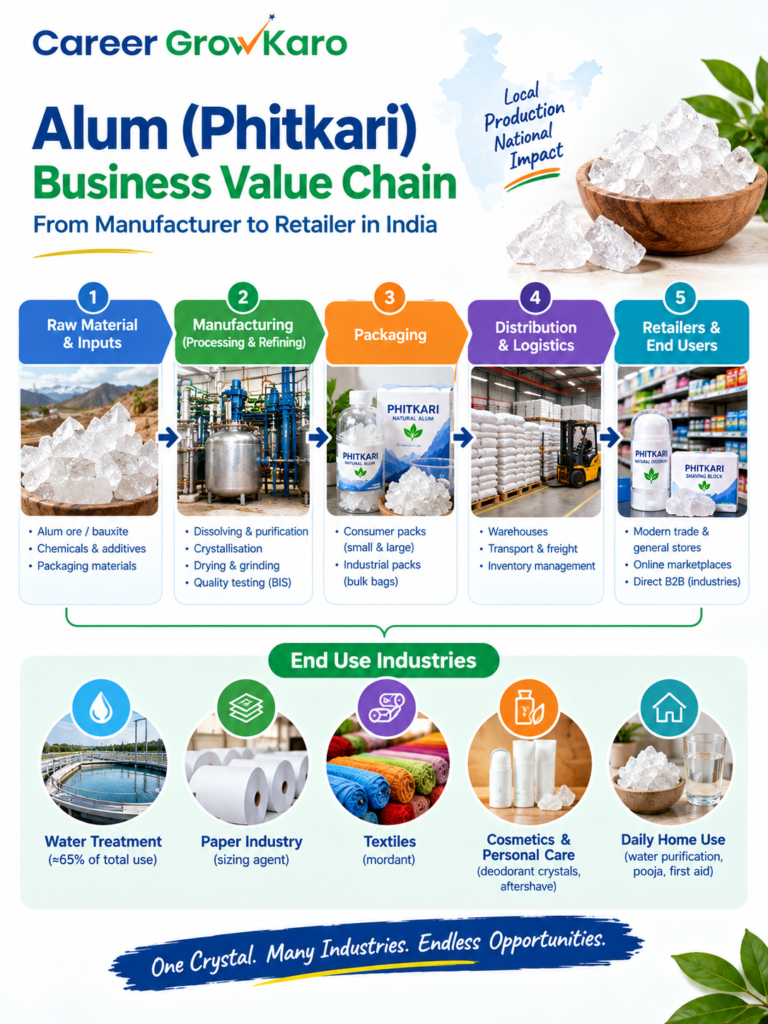 alum business value chain from manufacturer to retailer in India