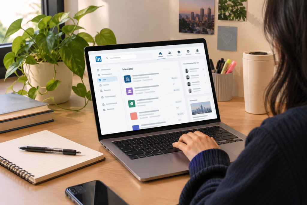 how to find internships on LinkedIn